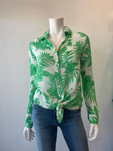 Felicite Boyfriend Button Up Shirt - Green Palm