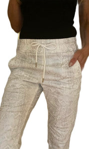 Shely Style Flog Pants - White Gray Snake