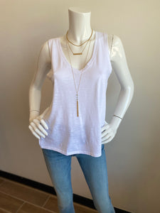 Lilla P - V-Neck Tank with Back Yoke - White