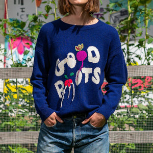 Kerri Rosenthal Boyfriend Sweater Good Roots Concord Blue