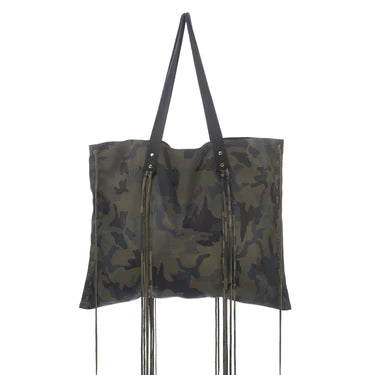Mara Scalise Fringe Tote  - Large, Camouflage