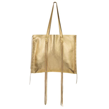 Mara Scalise Fringe Tote  - Large, Gold Metallic