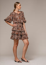 Load image into Gallery viewer, Lusana Melia Clove Floral Mini Dress Brown