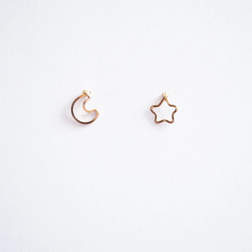 Imi Moon and Star Studs - Gold Fill