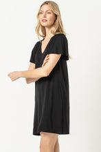 Load image into Gallery viewer, Lilla P Flutter Sleeve V Neck Dress - Black