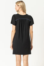 Load image into Gallery viewer, Lilla P Flutter Sleeve V Neck Dress - Black