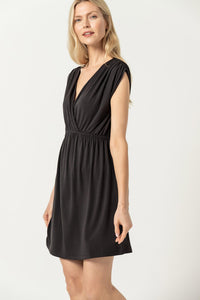 Lilla P Shirred Cross Front Dress - Black