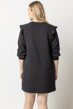 Load image into Gallery viewer, Lilla P Ruffle Cap Long Sleeve Dress - Black