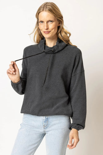 Lilla P Full Sleeve Boxy Turtleneck - Asphalt