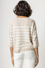 Load image into Gallery viewer, Lilla P Oversized Boatneck Sweater - Flax Stripe , Navy Stripe