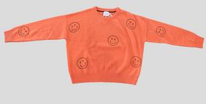 Brodie Cashmere Smiley Stitch Sweater - Orange