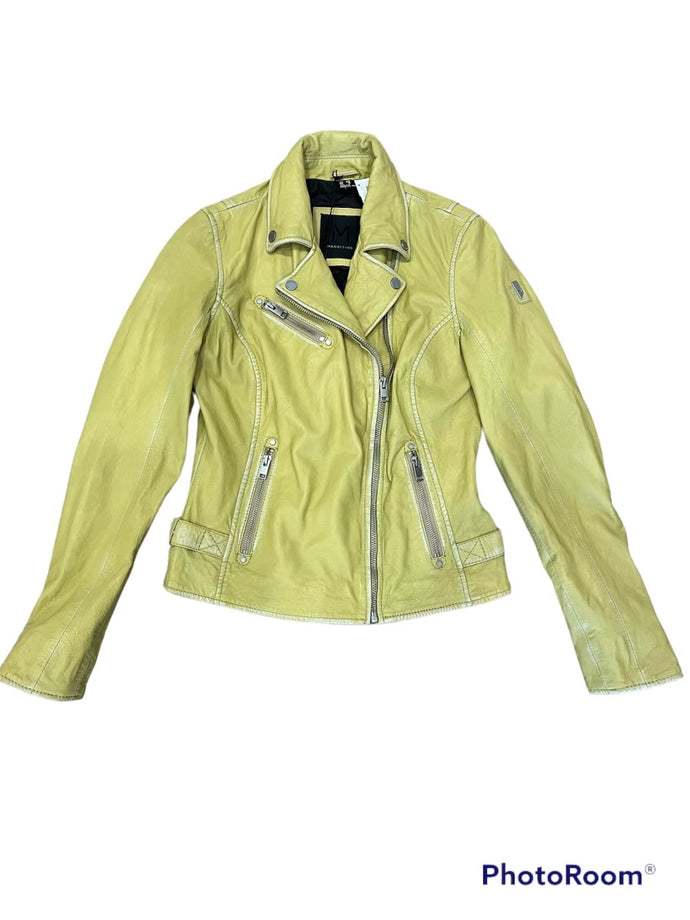 Sofia RF Leather Jacket - Yellow