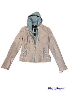 Florence Hooded Leather Jacket - Blush