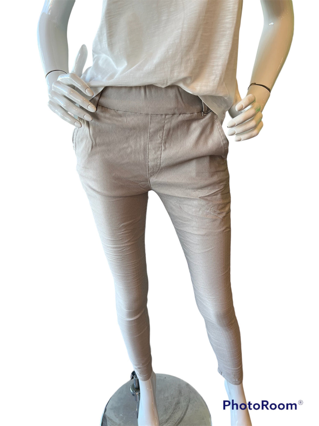 Flog - Dafna Style Flog Pants - Beige Herringbone