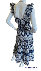 Melissa Nepton -Demi Dress , Organic Navy Print