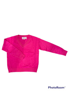 Pink Martini - Olive V-Neck Sweater - Pink and Blue