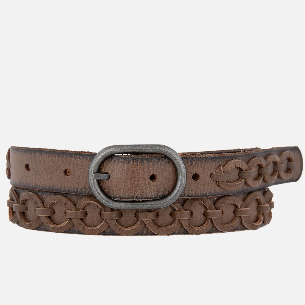 Amsterdam Heritage Anisa Skinny Circle Links Leather Belt Mocha CAMI