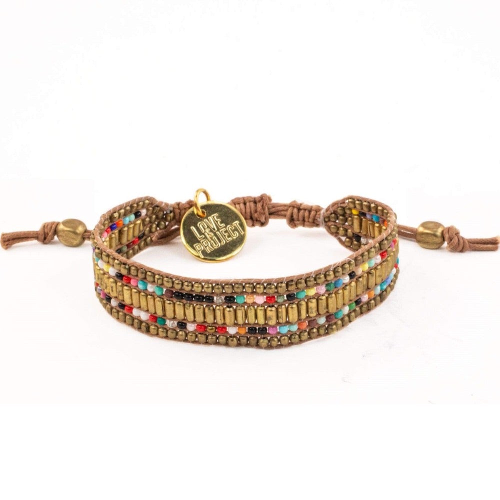 Love Project - Darjeeling Beaded Bracelet- Tan/Multi