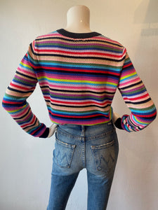 Minnie Rose Cotton/Cashmere Weekend Stripe Sweater - Multi