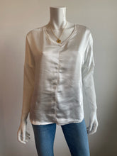 Load image into Gallery viewer, Melissa Nepton - Cindy V-Neck Satin Long Sleeve -Off White