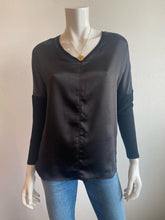 Load image into Gallery viewer, Melissa Nepton - Cindy V-Neck Satin Long Sleeve - Black