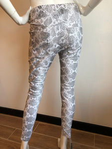 Shely Style Flog Pants - Gray Python,  White/Dark Gray