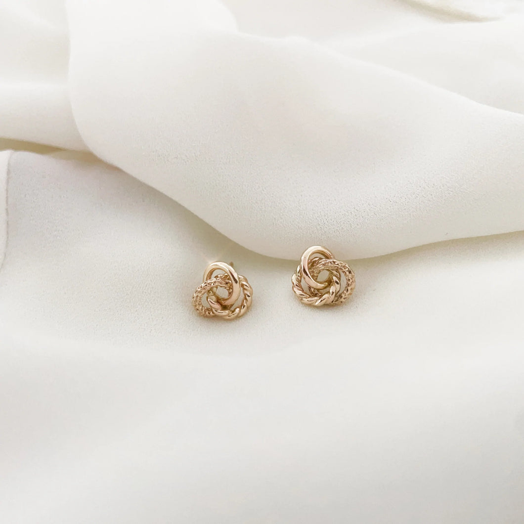 IAM Trio Knot Stud Earrings - Gold Fill