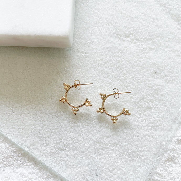 IAM Dew Drop Small Huggie Hoop Earrings - Gold Fill