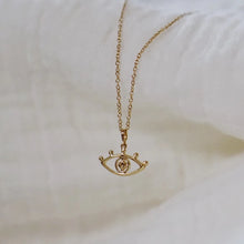 Load image into Gallery viewer, Imi Champagne Diamond Evil Eye - 14 k Gold