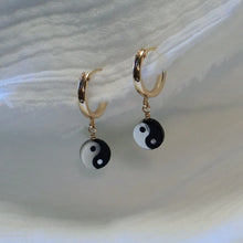 Load image into Gallery viewer, Imi Yin Yang Mother of Pearl Huggie Hoop Earring - Gold Fill