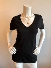 Load image into Gallery viewer, Velvet - Jilian Short Sleeve V-Neck Tee in Black