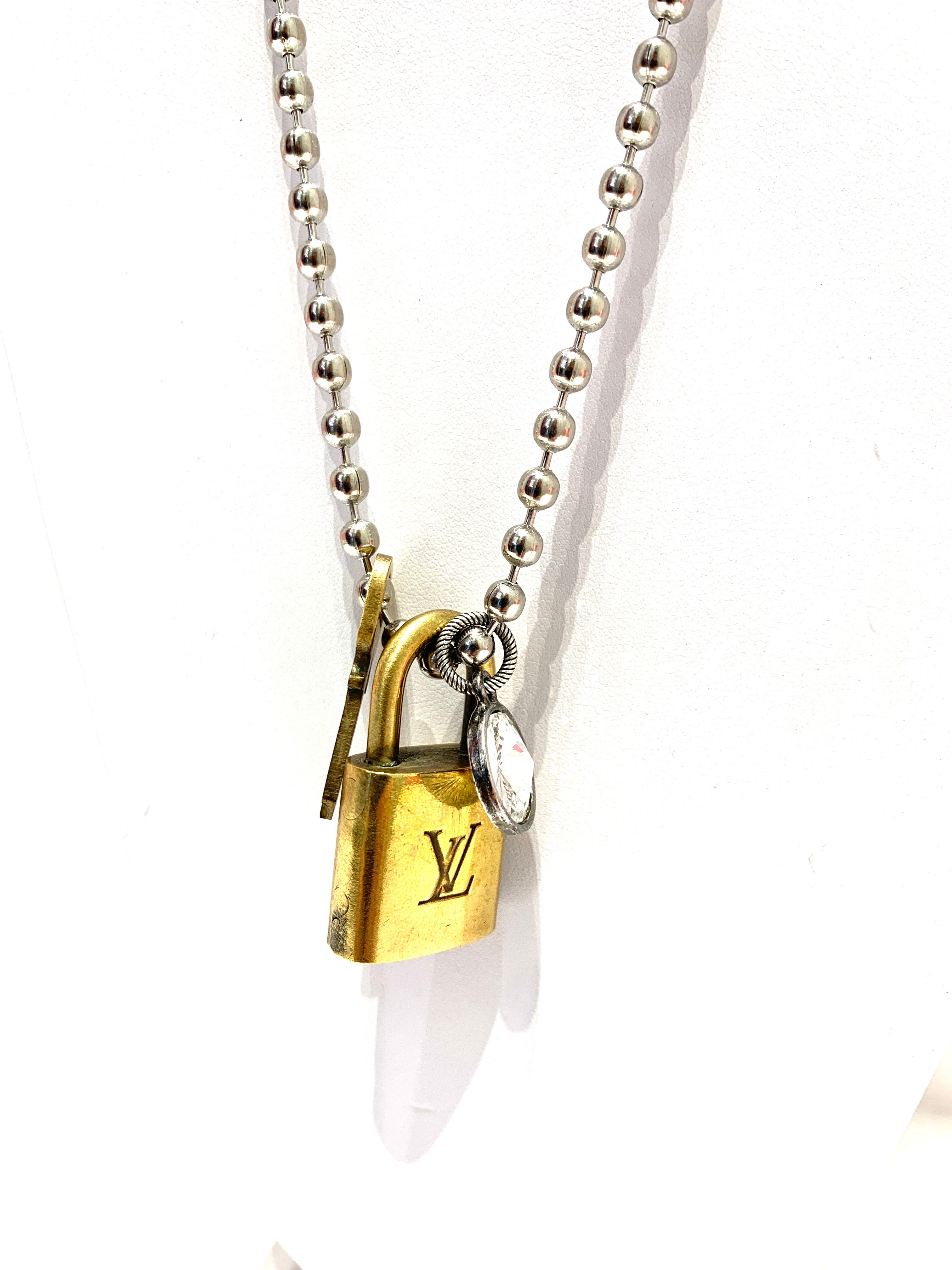 Louis Vuitton, Jewelry, Louis Vuitton Lv Lock 31 With 23 Gold Chain  Necklace