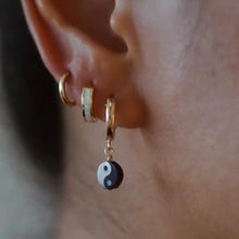 Load image into Gallery viewer, Imi Yin Yang Mother of Pearl Huggie Hoop Earring - Gold Fill