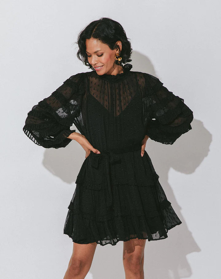 Cleobella Lacey Mini Dress in Black