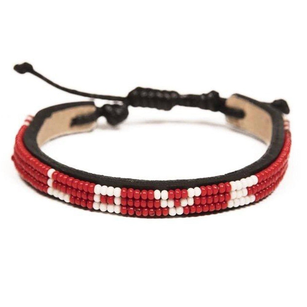 Love Project - Skinny Beaded  LOVE Bracelet - Red/White