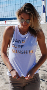 Sand Surf Sun Tank - White, Grey