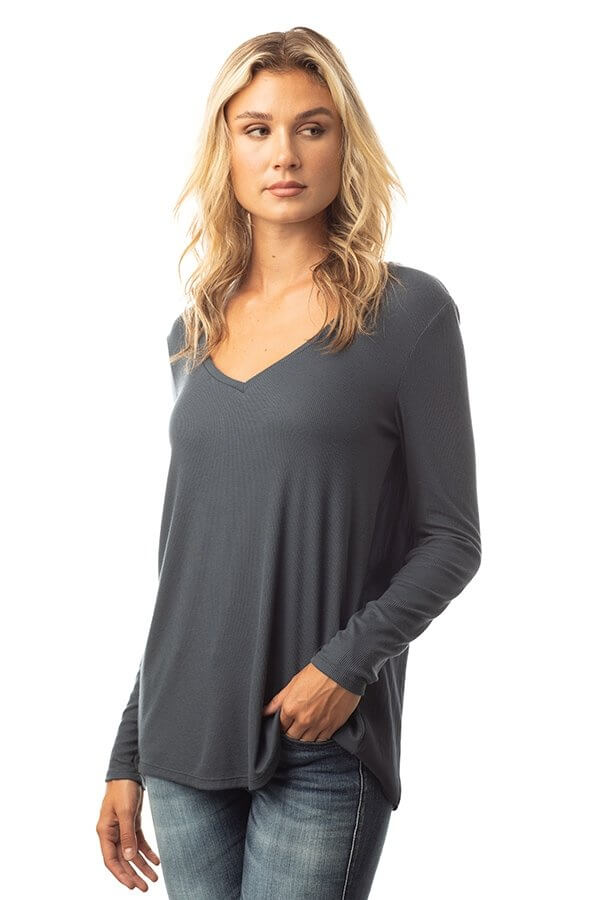Lola & Sophie - L/S Rib V-Neck Top