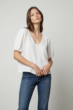 Load image into Gallery viewer, Velvet - White Louisa Puff Sleeve Top